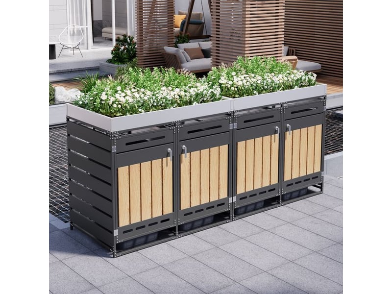  Armoire de rangement de jardin - bac à plantes intégré - lamelles de bois verticales - ventilation optimale 262x79x120cm - Conforama B