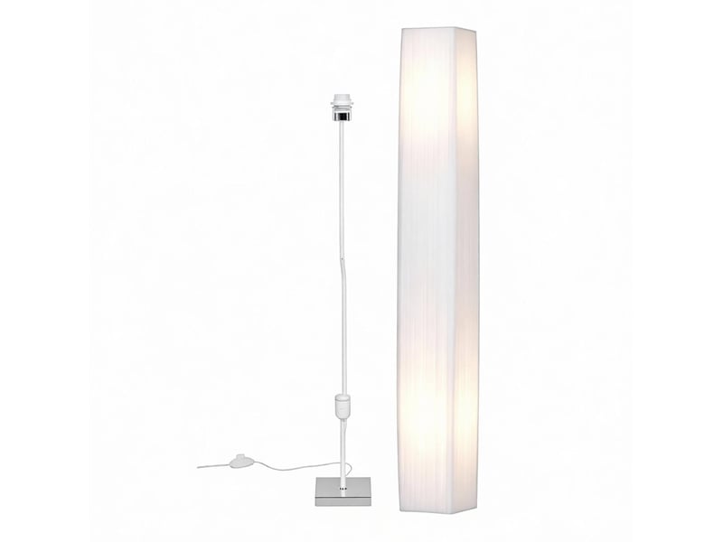  Lampadaire colonne 14x14x120 cm blanc, acier inoxydable, polyester et métal, avec interrupteur au pied  - Conforama A