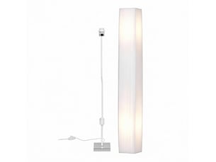 Lampadaire colonne 14x14x120 cm blanc, acier inoxydable, polyester et métal, avec interrupteur au pied
