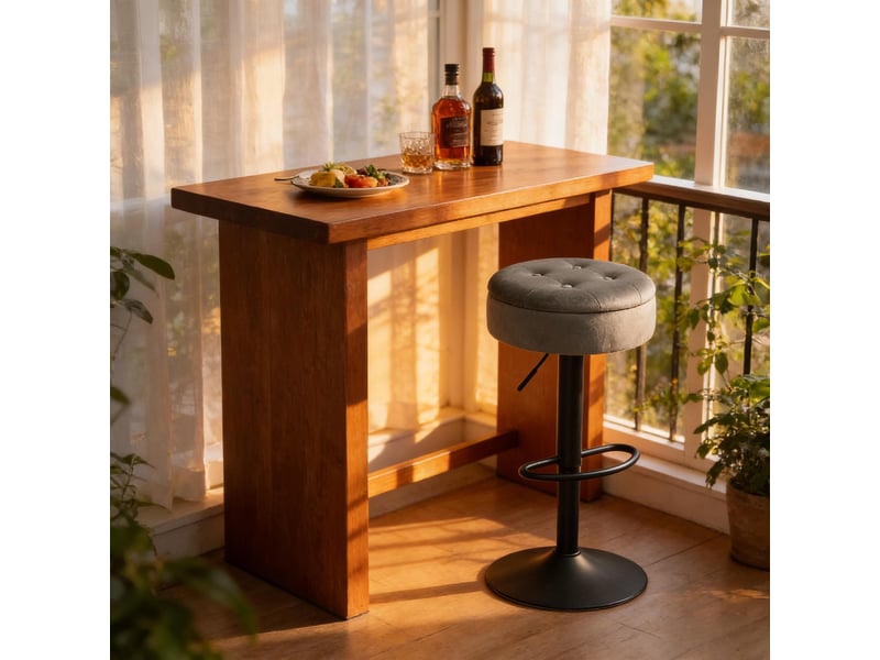  Tabouret de bar réglable,39x39x79,5 cm,avec rangement,velours,gris clair  - Conforama B
