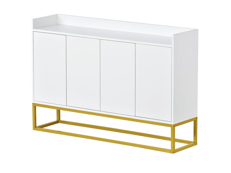 Buffet 4 portes sans poignées 120 x 30 x 80 cm, étagères réglables, blanc Jamama eleni - Conforama W