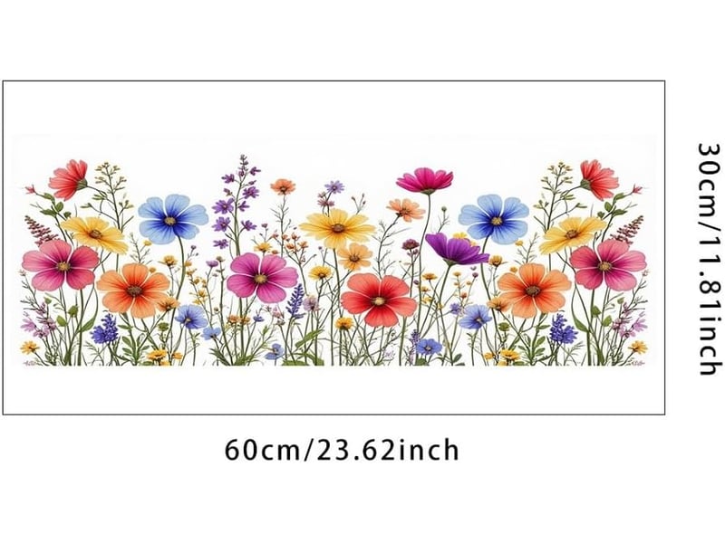  Décalcomanie de fenêtre 30x60cm, fleurs sauvages printempsété – adhérence statique double face, décor floral pour portes et fenêtres-style 1  - Conforama B