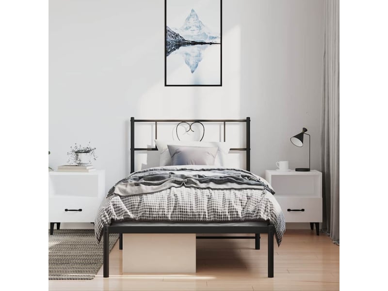  Lit simple- lit adulte -  cadre de lit métal sans matelas avec tête de lit noir 100x200cm  - Conforama C