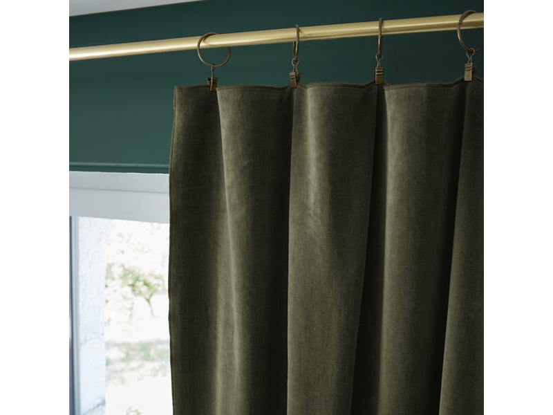  Rideau ajustable 140x270 cm velours de coton thym PD21322 - Conforama C