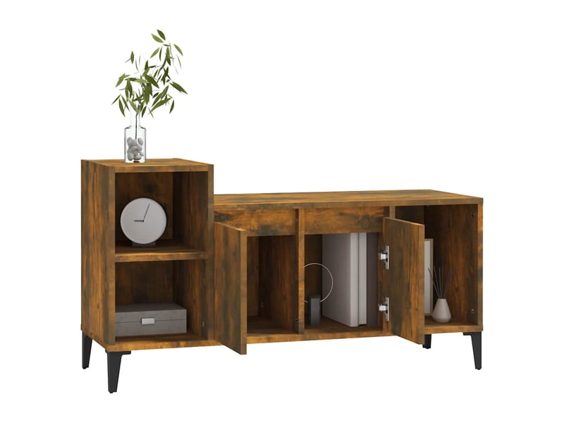  Meuble tv - banc tv - meuble de rangement chêne fumé 100x35x55 cm bois d'ingénierie  - Conforama D