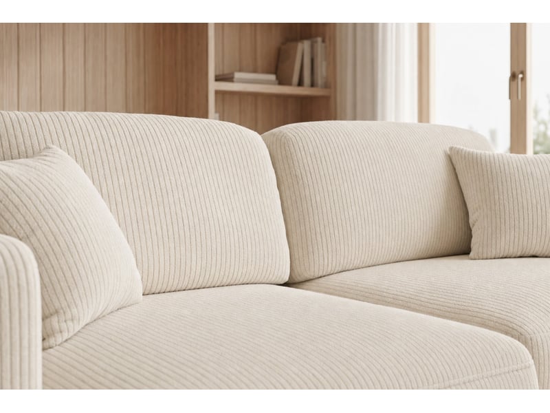  Chiara - canapé d'angle convertible petit velours côtelé 4 places beige gauche  - Conforama E