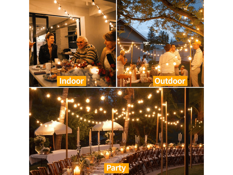  Guirlande lumineuse extérieure de 30 m, lumière de jardin, avec 50+4 ampoules en tungstène g40, guirlande lumineuse de noël, étanche ip44  - Conforama C