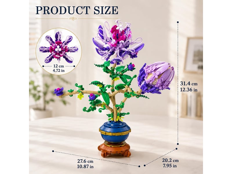 Set de construction fleur de la passion violette, 537 pièces – briques décoratives pour adultes - Conforama B