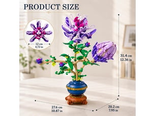 Set de construction fleur de la passion violette, 537 pièces – briques décoratives pour adultes