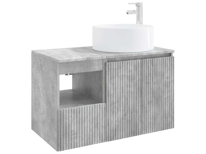  Ensemble de mobilier de salle de bain 2 pc gris béton cf64157  - Conforama A