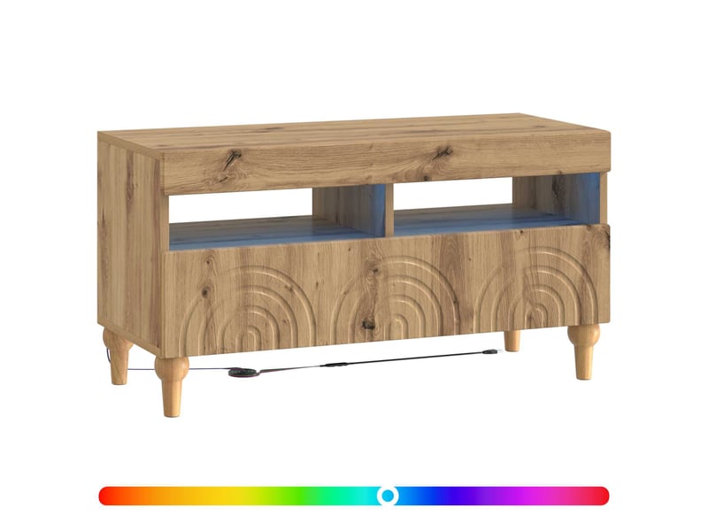  Meuble tv - banc tv - meuble de rangement led chêne artisanal bois d'ingénierie  - Conforama C