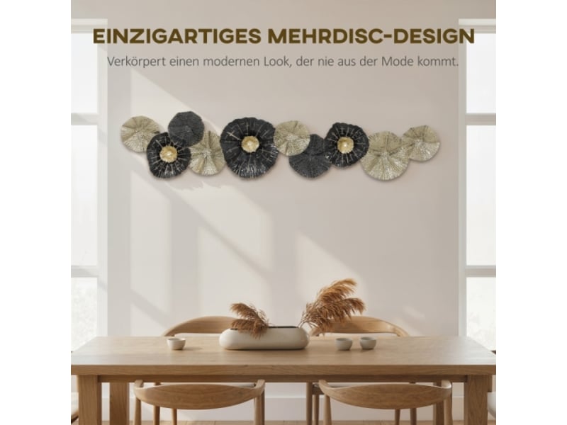 Décoration murale avec cadre en métal noir et doré, style moderne, design élégant - Conforama B