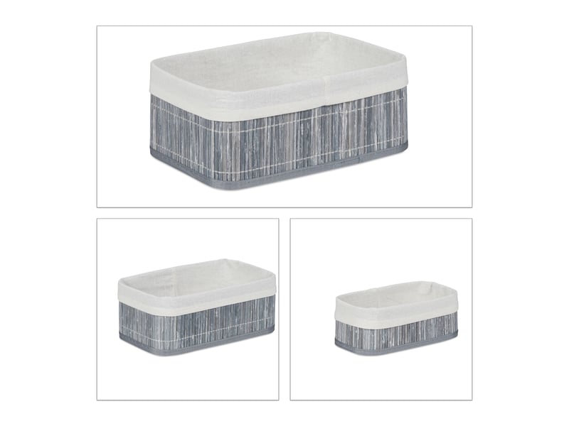  Lot de 3 boîtes de rangement en bambou déco pratique salle de bain 12,5 x 30 x 20 cm en bambou naturel 13_0005962  - Conforama A