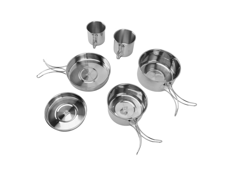  Ensemble de 6 ustensiles de cuisine portables en acier inoxydable multifonctionnels et efficaces pour le camping et la  - Conforama D