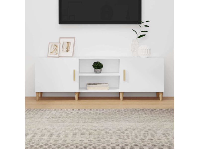  Meuble tv - banc tv - meuble de rangement blanc 150x30x50 cm bois d'ingénierie  - Conforama B