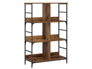 Étagère 4 niveaux, étagère de rangement 78,5 x 33 x 117,5 cm métal pb bois ancien
