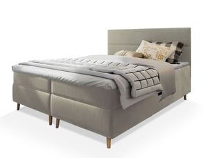 Lit avec rangement 180x200 cm <strong>MASSENO</strong> <strong></strong> coloris beige