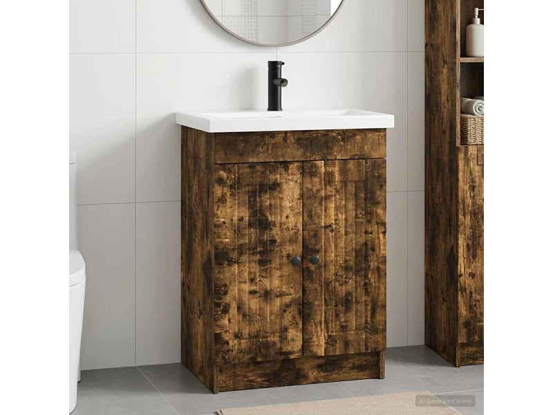 Ensemble de mobilier de salle de bain chêne fumé shl5196 - Conforama B