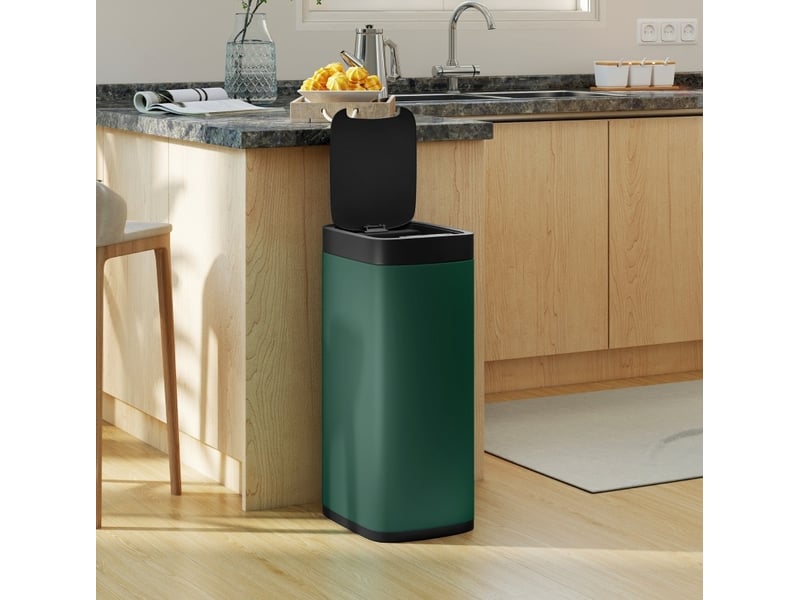 Poubelle de cuisine 50 l à capteur sans contact vert foncé - Conforama D