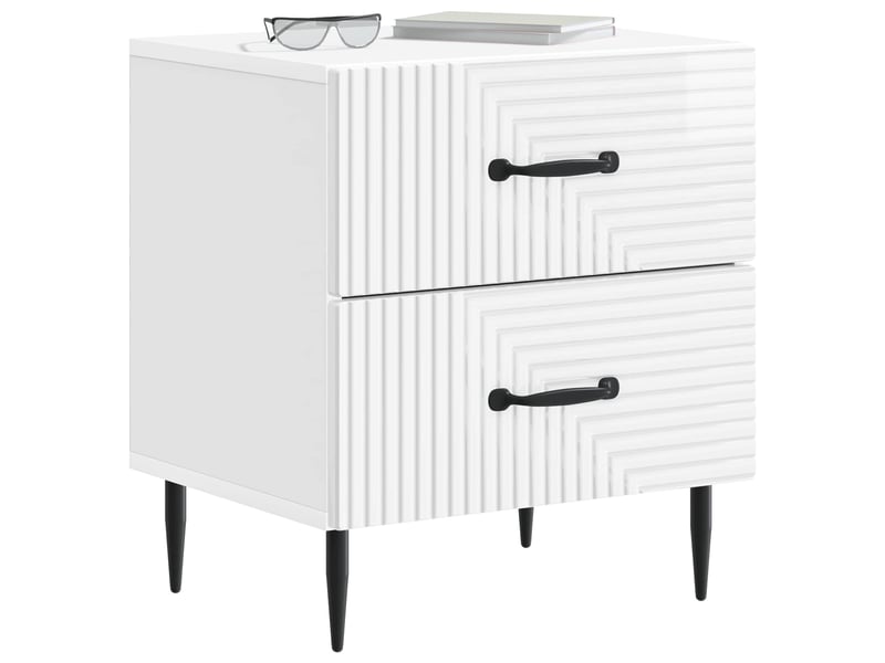  Table de chevet - cabinet de chevet - table de nuit 2 pièces blanc brillant 43 x 34,5 x 47,5 cm  - Conforama B