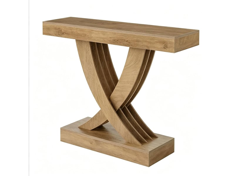  Console 110x30x85 cm en mdf marron avec piètement en x  - Conforama A