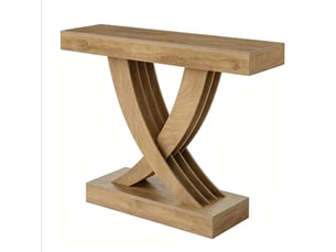 Console 110x30x85 cm en mdf marron avec piètement en x