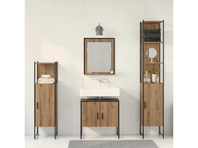  Ensemble de mobilier de salle de bain 4 pc marron cf64524  - Conforama D