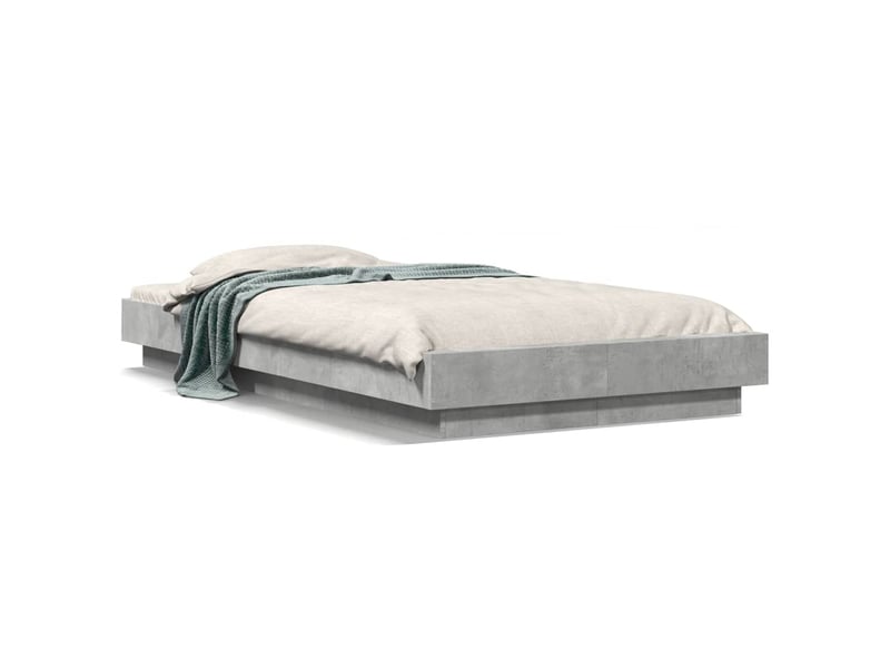  Lit simple- lit adulte -  cadre de lit et lumières led sans matelas gris béton 90x200 cm  - Conforama A