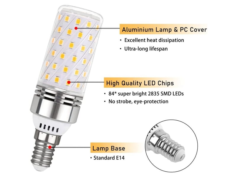  Ampoule e14 led 12w blanc froid 6000k 1450lm 220v lot de 4  - Conforama C
