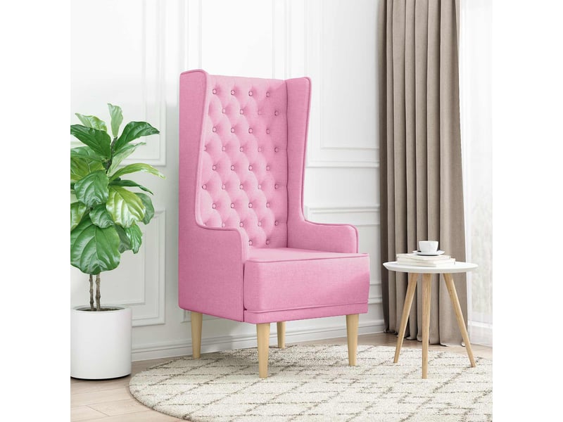  Vidaxl chaise à dossier haut avec boutons capitonnés rose tissu  - Conforama B