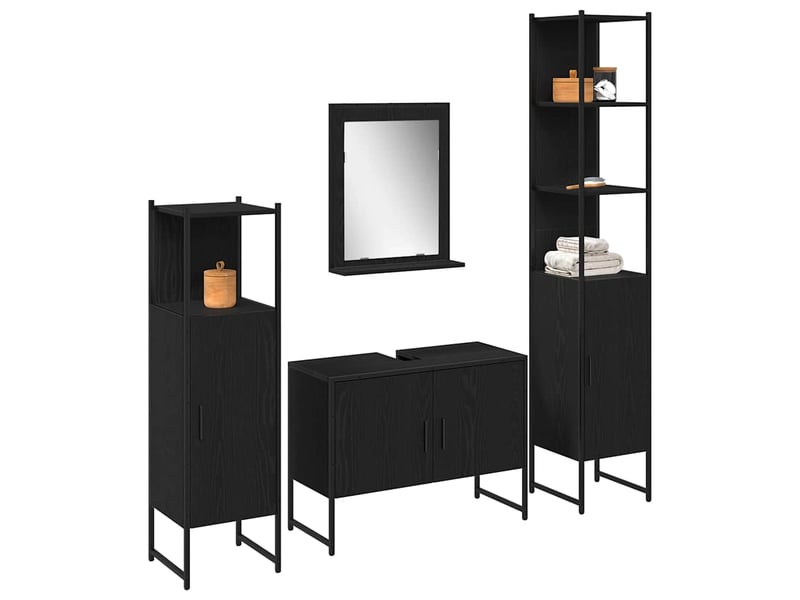  Ensemble de mobilier de salle de bain 4 pc noir cf64529  - Conforama C