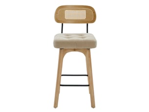 Lot de 2 tabourets de bar pivotants 360° 51x44x96 cm – kaki – dossier en rotin et assise en chenille confortable