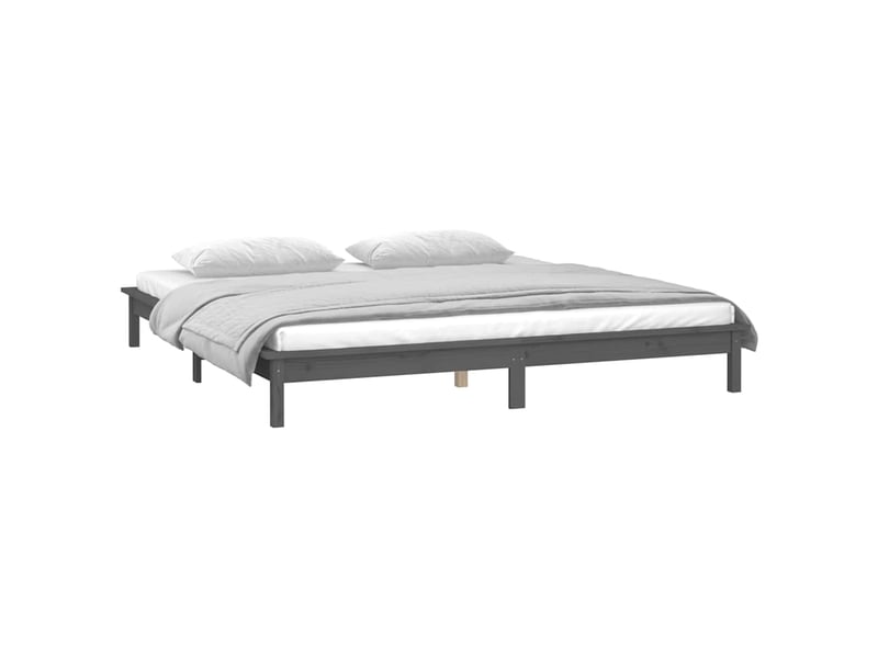  Lit double- lit adulte -  cadre de lit à led sans matelas gris 120x190 cm bois massif  - Conforama D