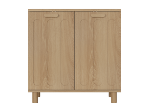 Meuble à linge basculant avec 2 paniers amovibles mdf coloris chêne 66 x 35 x 67 cm
