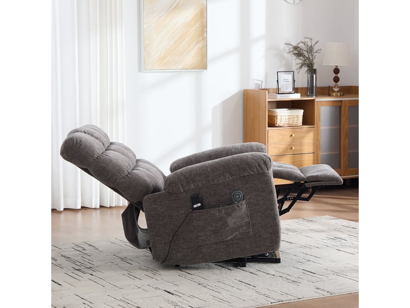  Fauteuil relax électrique releveur massant et chauffant en chenille gris Fay Lum - Conforama D
