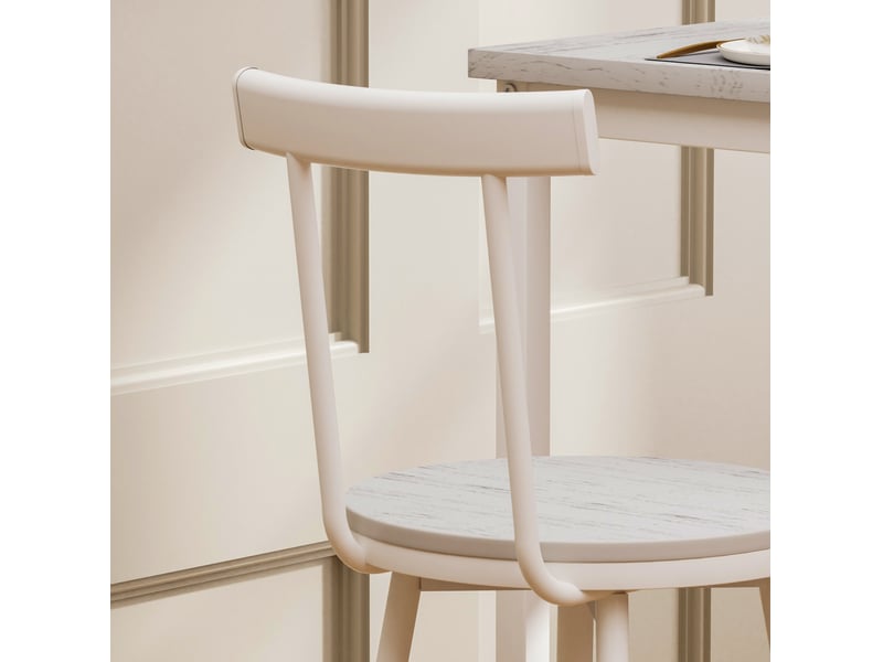  Ensemble table de bar 60x92 cm, 2 tabourets, style industriel, salle à manger et salon, meuble salon, aggloméré, blanc  - Conforama E
