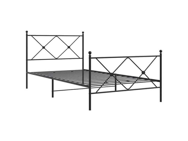  Lit simple- lit adulte -  cadre de lit métal sans matelas et pied de lit noir 100x200 cm  - Conforama B