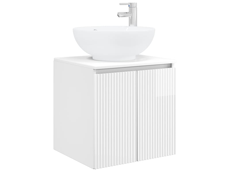 Vanité de lavabo mural, meuble de rangement blanc brillant 49.5x44.5x65 cm shl2034 - Conforama A