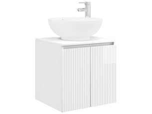 Vanité de lavabo mural, meuble de rangement blanc brillant 49.5x44.5x65 cm shl2034