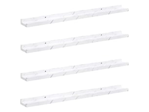 Lot de 4 étagères murales, étagères flottantes, étagères suspendues marbre blanc 80 x 9 x 3 cm cf41876