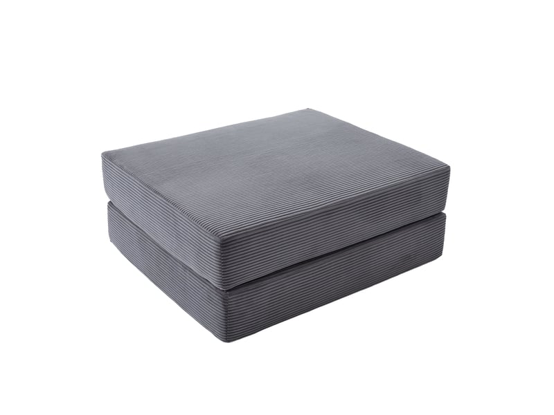 Pouf convertible en velours côtelé, fauteuil pliable modulable, assise mousse confortable - Conforama D