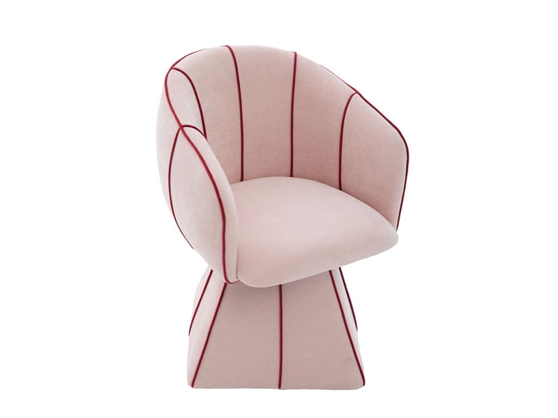  Chaise pivotante 56x54x74.5cm - fauteuil ergonomique coquillage en tissu chenille pour adulte et adolescent salon - rose  - Conforama A