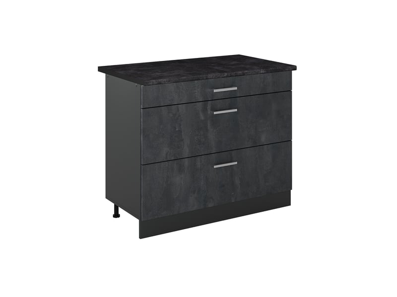 Vicco meuble cuisine, béton noiranthracite, 100cm plan de travail anthracite - Conforama A