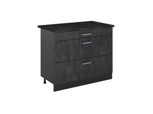 Vicco meuble cuisine, béton noiranthracite, 100cm plan de travail anthracite