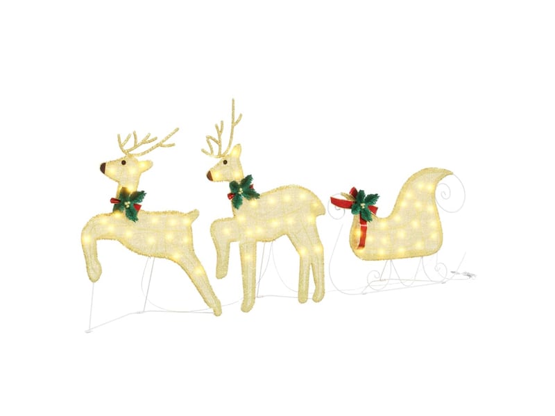 Lot de 3 rennes led, éclairage de noël, décoration de noël blanc chaud 43 x 18 x 66 cm tissu cf62081 - Conforama A