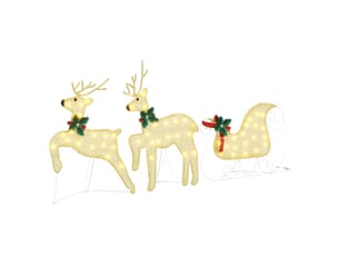 Lot de 3 rennes led, éclairage de noël, décoration de noël blanc chaud 43 x 18 x 66 cm tissu cf62081