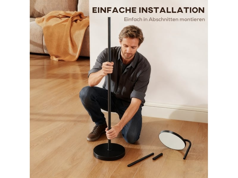  Lampadaire led 41 x 25 x 177 cm noir, métal et acrylique, télécommande magnétique et tête rotative  - Conforama E