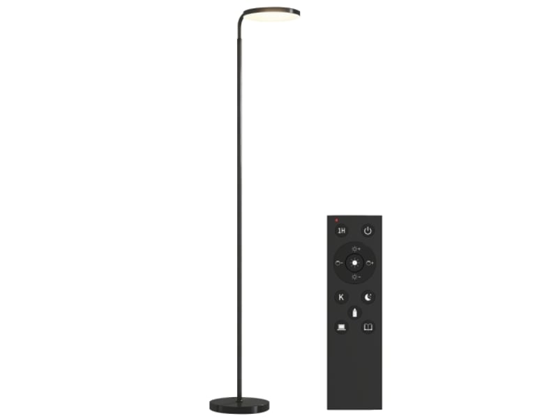  Lampadaire led réglable et orientable, métal noir, télécommande magnétique, design flexible  - Conforama A