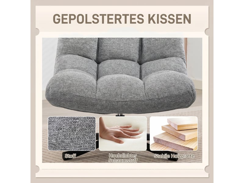  Fauteuil pivotant à 360° en tissu aspect chenille et pieds en acier gris 75 x 95 x 90 cm  - Conforama E
