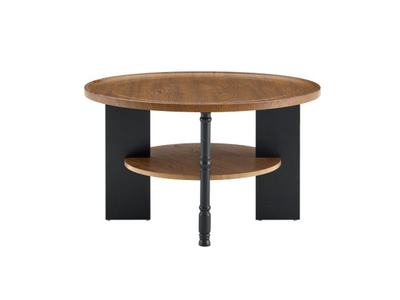  Ensemble 2 tables basses rondes 80 cm avec rangement et table d'appoint 38 cm – mdfpvc – salon et chambre – emballage  - Conforama E